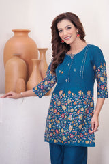 Charming Brown Cotton Kantha Work Co-ord Set