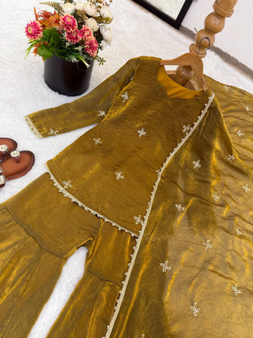 Luxuriant Fendy Silk Sequence Work Sharara Suit