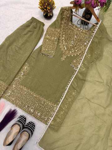 Marvelous Heavy Crunchy Silk Embroidery Sharara Suit