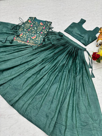 Exclusive Gold Pure Crush Heavy Embroidery Lehenga With Top