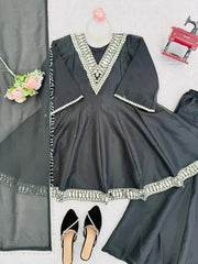 Ceremony Wear Thread and Real Mirror Work Top With Palazzo