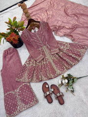 Amazing Green Fendy Silk Embroidery Sequence Work Palazzo Suit