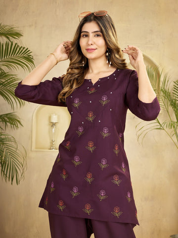 Black Heavy Viscose Rayon Multi Embroidery Co-Ords Set