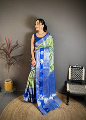 Amazing Blue Silk Weaving Saree