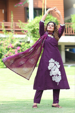 Charming Cotton Embroidery Anarkali Suit