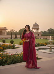 Lovely Maroon Cotton with Mirror Hand Work Kurti Set