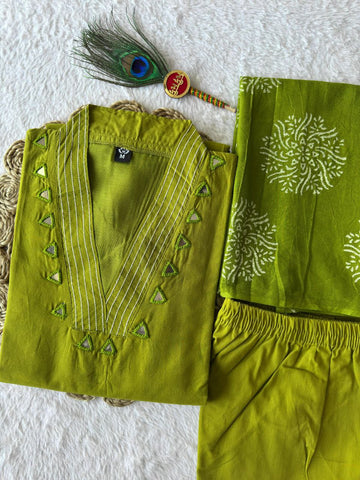 Exclusive Cotton Embroidery Work Kurti Suit