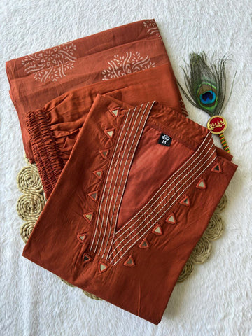 Exclusive Cotton Embroidery Work Kurti Suit