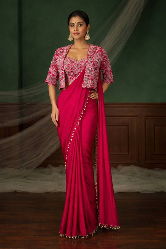 Stunning Heavy Crep Silk with Sequence Work Saree