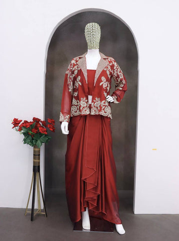 Captivating Red Silk Embroidered Lehenga Choli