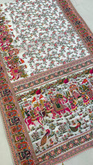 Stunning White Rajwadi Silk with Kashmiri Thread Work Saree