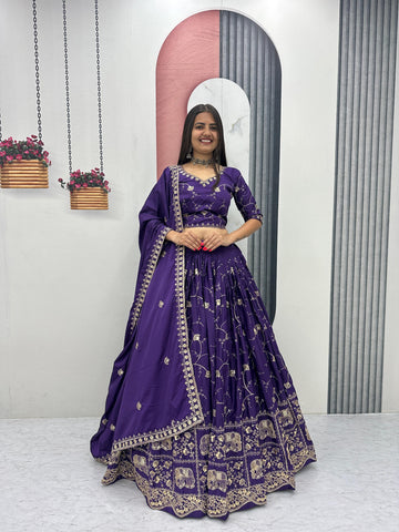 Gorgeous Crepe Silk Heavy Embroidery Lehenga