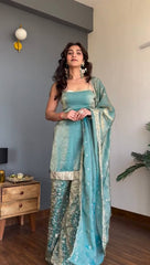 Lovely Fendy Silk with Thread Work Palazzo Suit