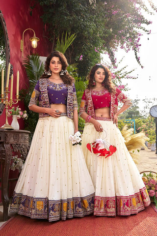 Outstanding Pure Vichitra Embroidery Work Lehenga Choli