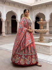 Amazing Maroon Chent Crep Kalamkari Print Lehenga Choli