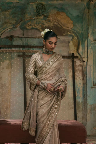 Precious Gold Crush Sequins Work Designer Saree