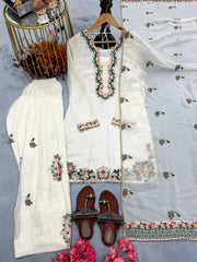 Ivory Floral Embroidered Pakistani Suit Set