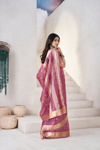 Exclusive Green Soft Linan Cotton Silk Zari Work Saree