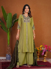 Elegant Roman Silk Multi Embroidery Anarkali Kurti Set