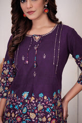 Charming Brown Cotton Kantha Work Co-ord Set