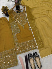 Marvelous Heavy Crunchy Silk Embroidery Sharara Suit