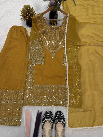 Marvelous Heavy Crunchy Silk Embroidery Sharara Suit