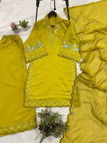 Exclusive White Sequence Embroidery Cut Work Sharara Suit