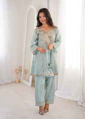 Innovative Pink Mirror Embroidery Kurti Set