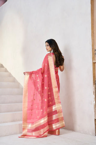 Exclusive Green Soft Linan Cotton Silk Zari Work Saree