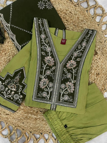 Elegant Roman Silk Multi Embroidery Anarkali Kurti Set