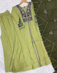 Elegant Roman Silk Multi Embroidery Anarkali Kurti Set