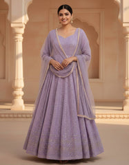 Lovely Lavender Georgette with Embroidery Anarkali Suit