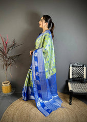Amazing Blue Silk Weaving Saree