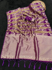 Exclusive Green Khadi Crepe Silk Jari Work Saree
