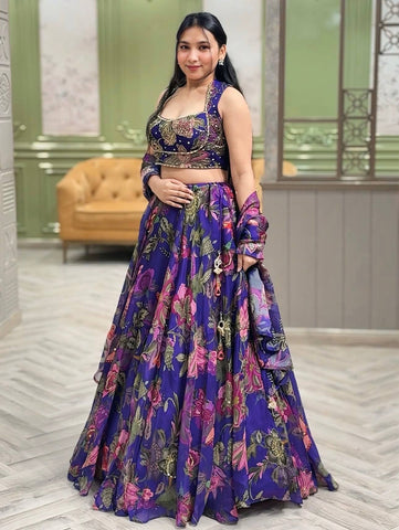 Beautiful Purple Tabby Silk Lehenga Choli