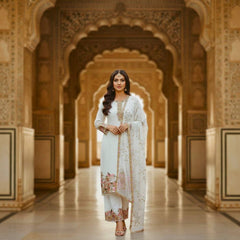 Stylish Fuax Georgette Heavy Embroidery Palazzo Suit