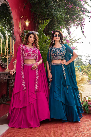 Pink Vichitra Silk Heavy Embroidery Lehenga Choli