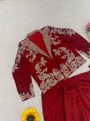 Captivating Red Silk Embroidered Lehenga Choli