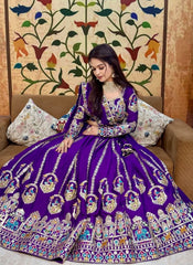 Occasion Wear Purple Vichitra Work Lehenga Choli