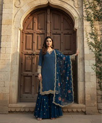 Fabulous Heavy Georgette Embroidery Sharara Suit