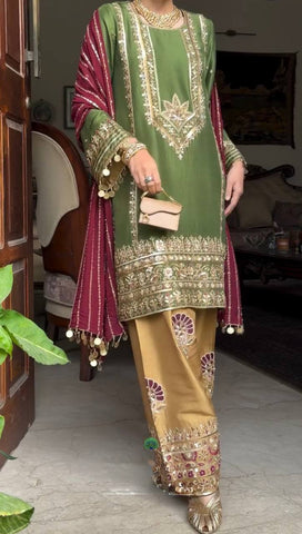 Trendy Silk with Embroidery Work Sharara Suit