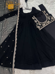 Elegant Georgette with Fancy Work Anarkali Gown