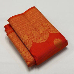 Gorgeous Red Color Lichi Silk Banarasi Saree Wedding Wear