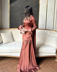 Innovative Brown Crep Silk with Embroidery Work Sharara Suit
