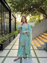 Attractive Heavy Roman Glass Work Palazzo Suit