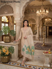 Alluring Cream Mul Chanderi with Hand Work Suit