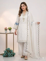 Exclusive White Sequence Embroidery Cut Work Sharara Suit
