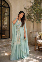 Stunning Blue Teby Silk with Embroidery Sequence Lehenga