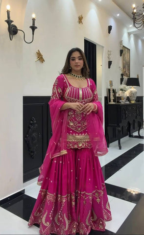 Pink Heavy Sequence Work Stunning Sharara Palazzo