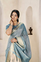 Exclusive Pista Silk With Zari Work Saree